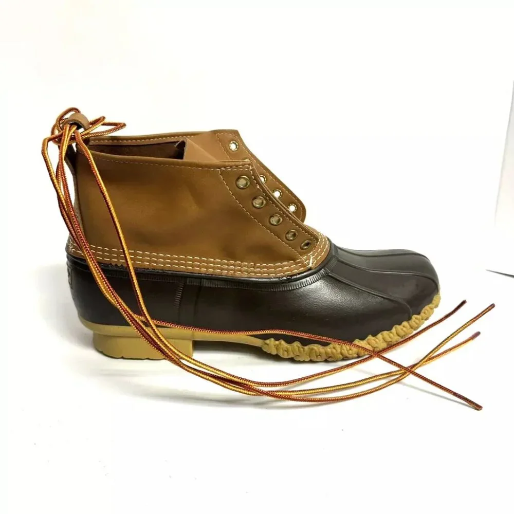 LL Bean Mens Rain Boot Leather Tan Size 13W